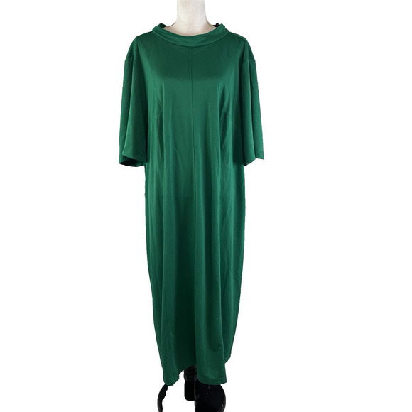 Who What Wear Dress Plus size 4X Green Stretch Jersey Knit Midi Career Church - Picture 2 of 16